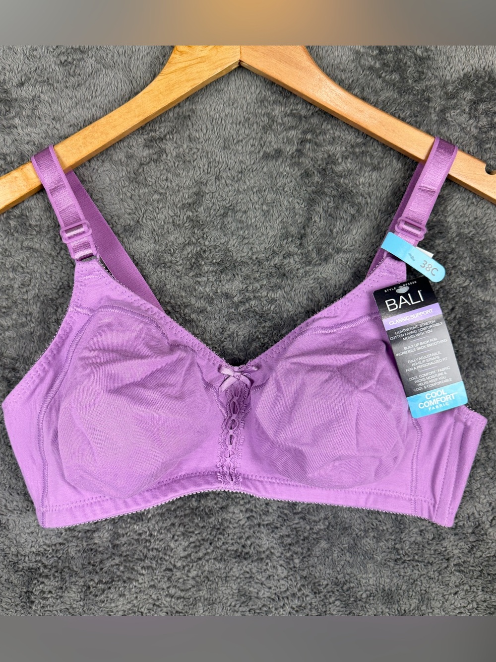 Bali Double Support Bra Cotton Wirefree Comfort U Back 38C Full Figure 3036